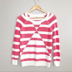 Madewell Pink and White Striped Knit Sweater